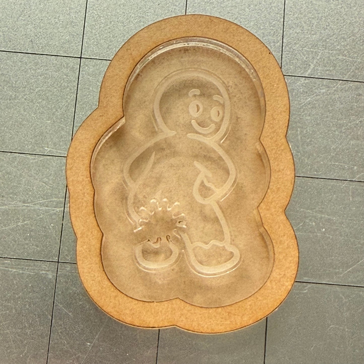 Used Gingerbread Man Bread Clip Acrylic Blank for Mold Making with Attached Housing