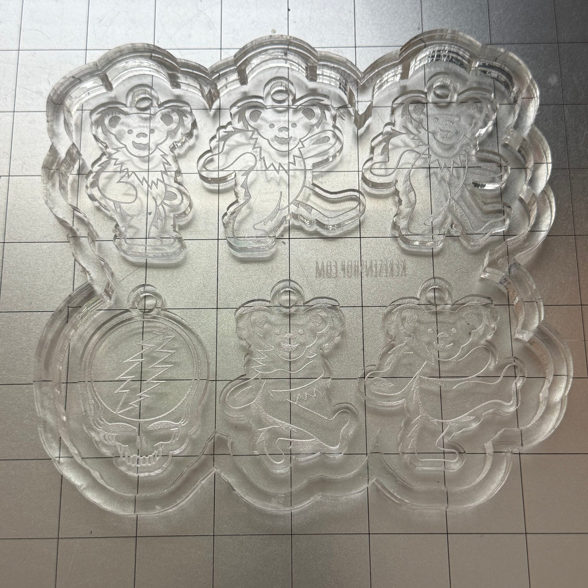 Used Bears Keychain Acrylic Blank for Mold Making with Attached Housing