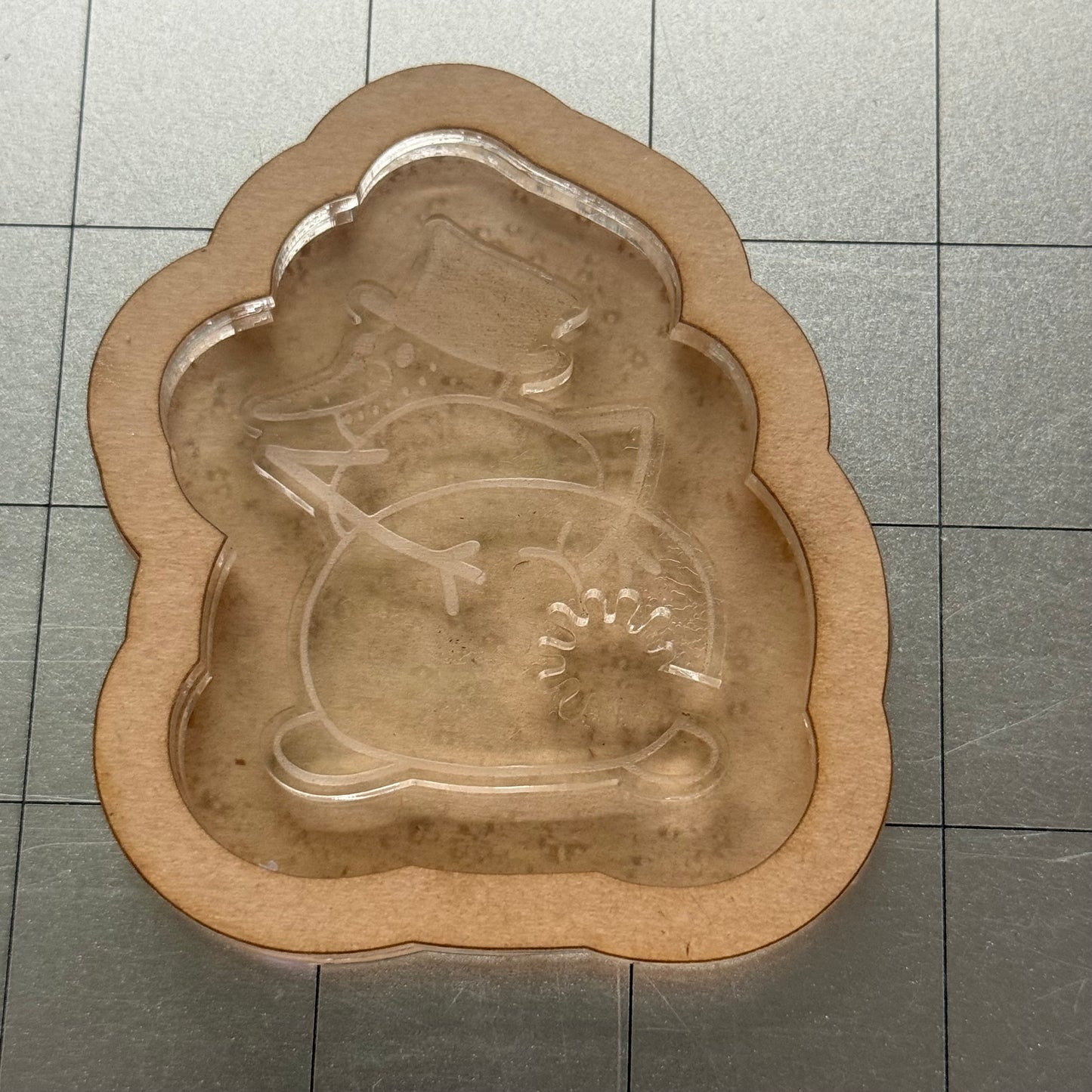Used Snowman Bread Clip Acrylic Blank for Mold Making with Attached Housing