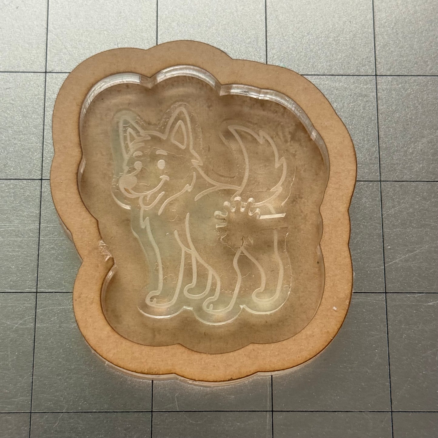 Used Dog Bread Clip Acrylic Blank for Mold Making with Attached Housing