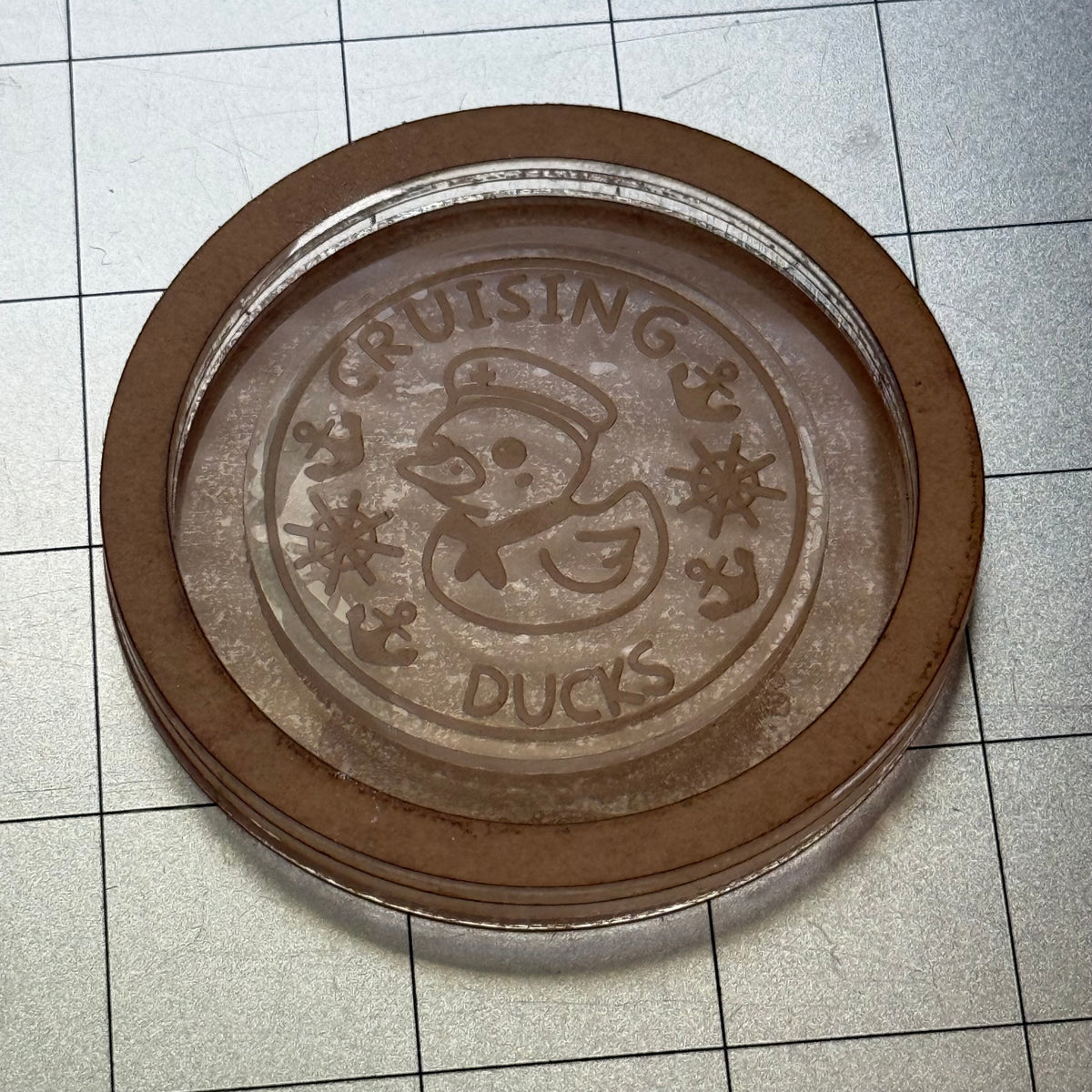 Used Duck Coin Acrylic Blank for Mold Making with Attached Housing