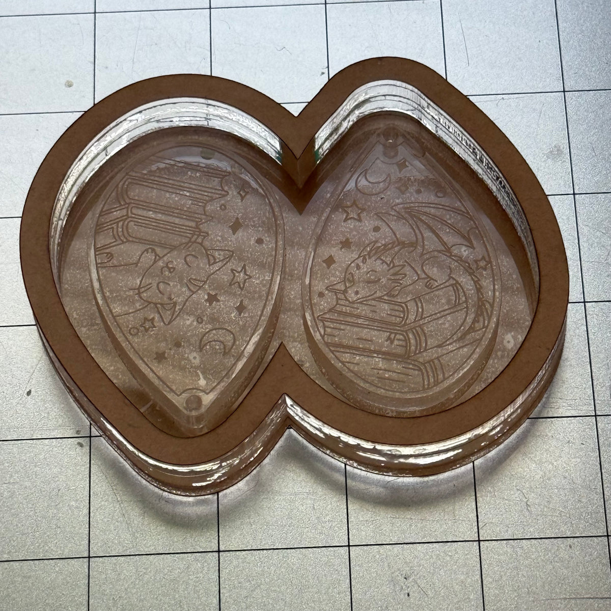 Used Dragon/Kitty Keychain Acrylic Blank for Mold Making with Attached Housing