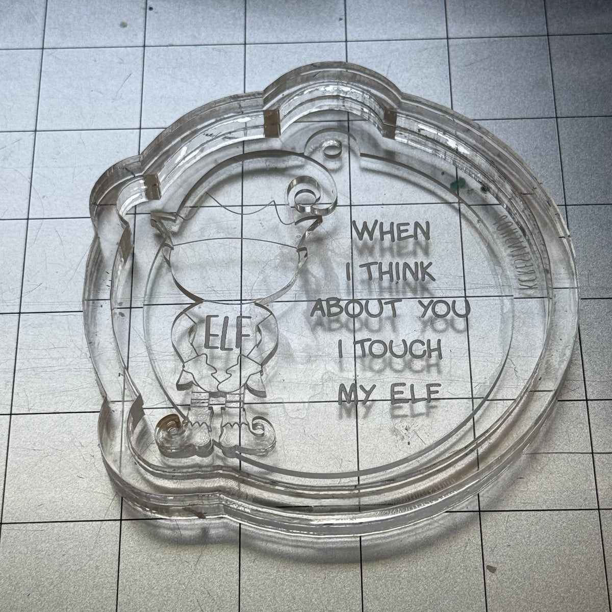 Used Elf Ornament Acrylic Blank for Mold Making with Attached Housing