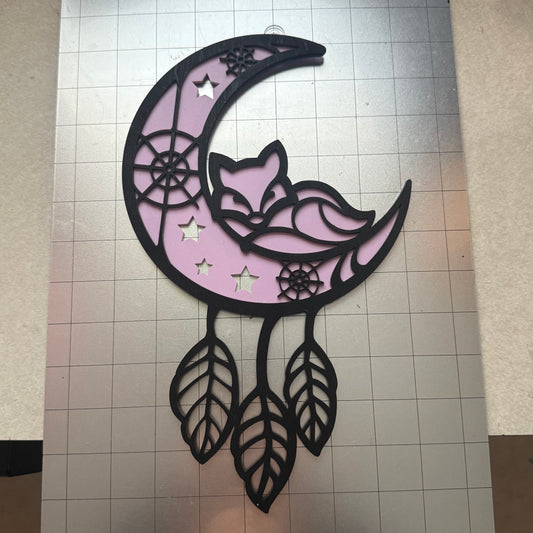 Sleeping Fox Crescent Moon Wall Hanging