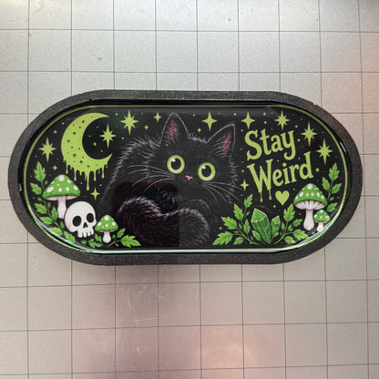 Stay Weird Cat Resin Tray