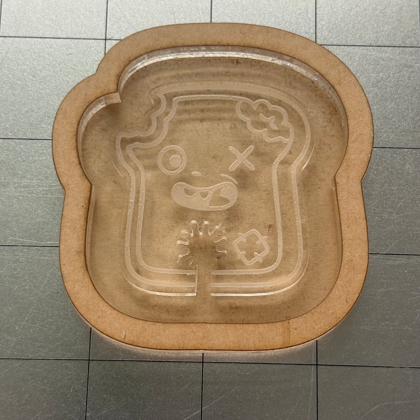 Used Zombie Toast Bread Clip Acrylic Blank for Mold Making  with Attached Housing