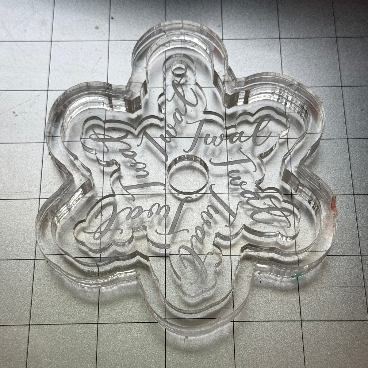 Used Twat Snowflake Ornament Acrylic Blank for Mold Making with Attached Housing