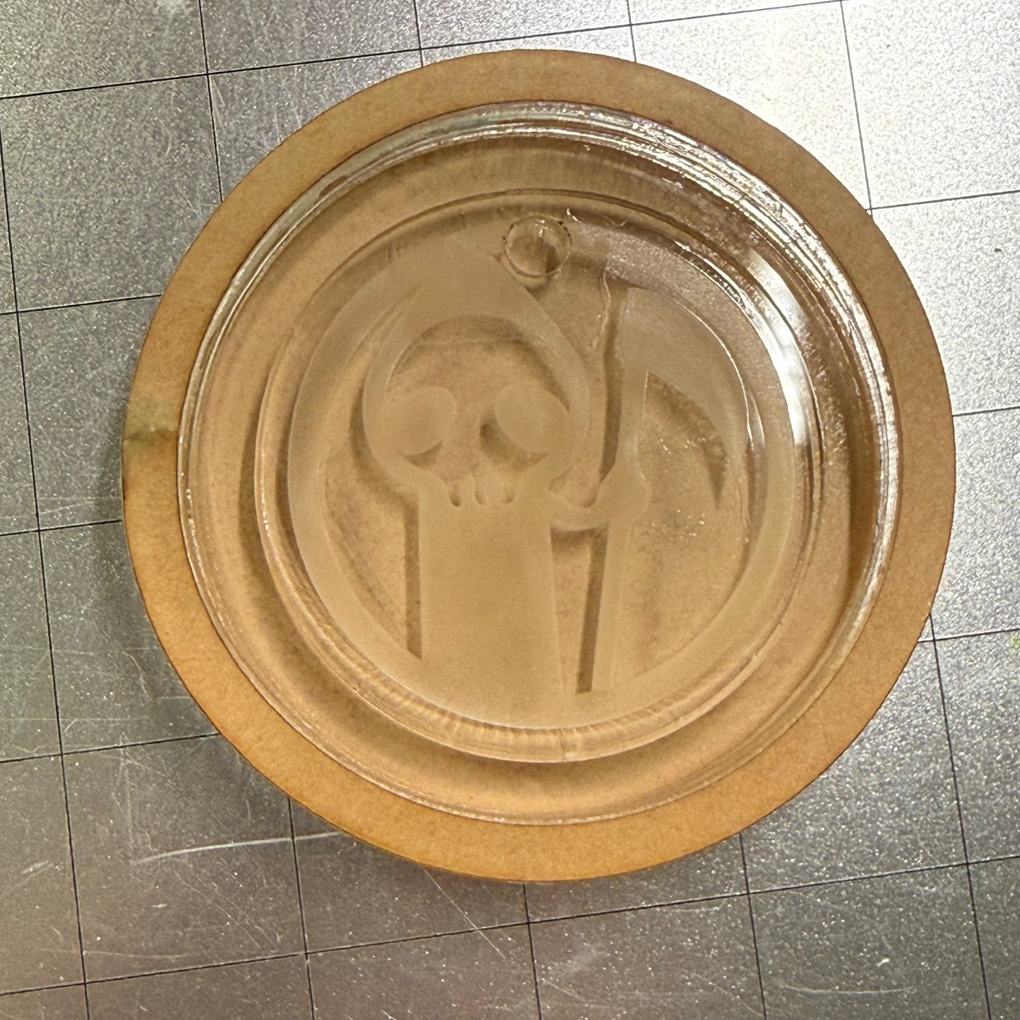 Used Grim Reaper Keychain Acrylic Blank for Mold Making  with Attached Housing