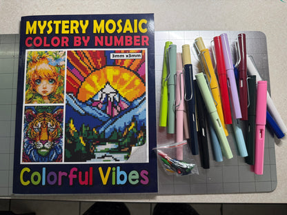 Mystery Mosaics Color by Number: Colorful Vibes book & pencils NEW